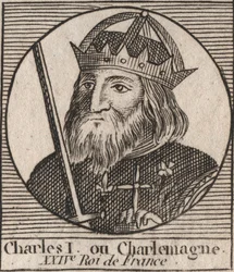 Nagy Károly (Carolus Magnus, Nagy Károly) (747-814) a frankok királya és a Nyugat keresztény császára – metszet az „Instruction sur l