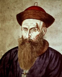 Kínai portré Johann Adam Schall von Bellről (1592-1666), egy német jezsuita misszionáriusról, aki a pekingi csillagászati obszervatóriumot irányította.