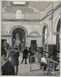 Pénzverő műhely a Monnaie de Paris-ban. Metszet 1885-ből Adolphe BITARD „” Les arts et professions illustrés” című könyvébe.