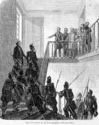 Puccs: képviselők letartóztatása Párizs 10. kerületének városházán 1851. december 2-án.