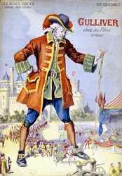 A „Gulliver a törpökben (Lilliputiens)” borítója. 19. századi illusztráció.