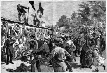Az anarchisták tüntetése Pere Lachaise-ban a szövetségiek temetője előtt 1888. május 27-én.