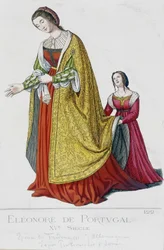 Portugál Eleonóra (1434-1476), III. Habsburg Frigyes német császár (1415-1493) felesége. századi metszet.