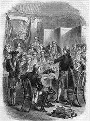 Augustus Keppel angol admirális a Haditanács előtt az OUESANT-I HADICSATA után (100 tengeri mérföldre a szigettől nyugatra, az amerikai függetlenségi háború idején) 1778. július 27-én.