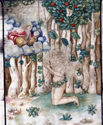 Éva a földi paradicsomban (Éden). 16. század. Koronás Szűz temploma, Lodi.
