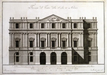 A milánói alla Scala színház homlokzata.