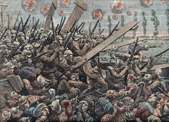 Első világháború: Német hadsereg az Yser menti csatában 1914. október Illusztráció a "Le pelerin" november 29-i számából