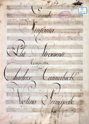Carl August Cannabich Nagy Szimfónia (Op. 8) kottájának első oldala