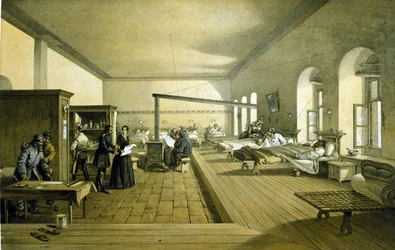 Florence Nightingale (1820 - 1910) a törökországi Scutari kórházban 1855 körül