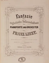 Liszt Ferenc (1811-1886) „” Fantázia zongorára és zenekarra” című partitúrájának frontképe 19. századi Bologna, civico museo musicale
