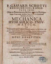 A Mechanica Hydraulico Pneumatica előlapja, Gaspar Schott