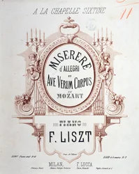 Allegri Miserere frontképe és Mozart Ave verum corpusa, Liszt zongorára átirata (1865)
