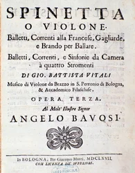 Giovanni Battista Vitali (litho) 3. balett, francia áramlatok című opuszának frontképe