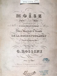 Gioacchino Rossini Mózes Egyiptomban című zenéjének frontképe
