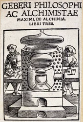 Geberi philosophi ac alchimistae egy alkímiai üzlet címlapja. Geber (v721-v815), arab alkimista