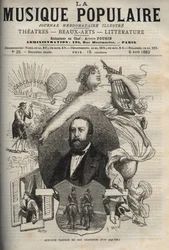 Gustave Nadaud (1820-1893), francia dalszerző és dalai – metszet a „La musique populaire”” jeles hetilapban – 1882