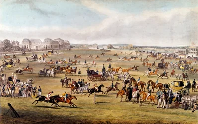 Lóverseny Chantilly-ben az Orleans-i herceg védnöke alatt, 1841-es metszet. Magángyűjtemény