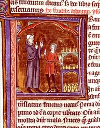 A körte tárolása Miniatűr a „Speculum historiale” kéziratból (Le Mirror historial), Vincent de Beauvais (1184/94-1264) 13. századi Laon, városi könyvtár