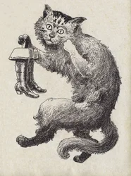 Illusztráció: Charles Perrault (1628-1703) francia író „Le chat Botte” című meséje. Névtelen illusztráció. Képek Marcel Vagne, Jarville Nancy, dátum nélküli (19. század vége).