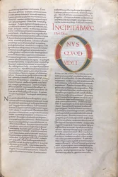 Incipit Habakkuk Propha. Habakuk próféta könyvének incipitje, 11. század (miniatűr, hártyás kézirat)