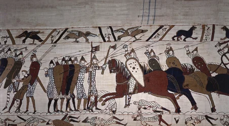 Wadard intendáns (lóháton) és Guillaume társulatának emberei – Bayeux gobelin, Mathilde királynő hímzéseként ismert