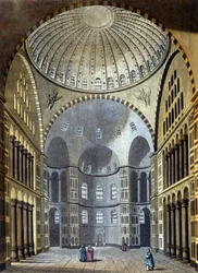 A konstantinápolyi Hagia Sophia mecset belseje - „A régi és modern kosztümben” Ferrario, szerk. Milánó