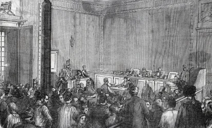 A javítórendőrség belső képe, 6. kamra Párizsban a 19. században – Edmond Texier metszet „Tableau-de-Paris”-ban