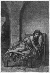 Jeanne of Arc a roueni börtönben – Százéves háború: Jeanne of Arc (1412-1431) a roueni börtönben. 1431-ben az eretnekséggel vádolt Jeanne d