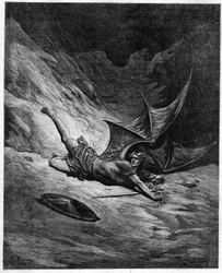 John Milton Elveszett paradicsoma (1608-1674). Sátán a mélységbe rohant. Gustave Doré illusztrációja.