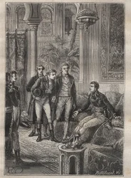 Frederic Conrad (Konrad) Hornemann (1772-1801) utazása Fezzanba (Líbia): Bonaparte üdvözli Hornemannt Kairóban (Egyiptom) – illusztráció a „18. századi nagy tengerészek” című filmből.