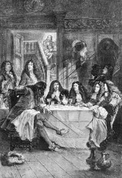 La Fontaine, Boileau, Molière és Racine étkezés a kocsmában – Guizot "Franciaország története a legtávolabbi idők óta 1789-ig" című könyvében