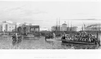 A franciák partraszállása a Róma melletti Civitavecchiában 1849-ben.