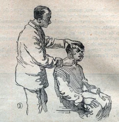 Bírói antropometria vagy bertillonnage, Alphonse Bertillon (1853-1914) módszere: a fül mérése - Metszet a „La Science francaise”-ben”