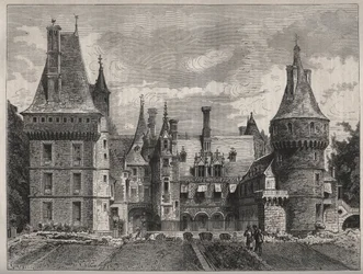 Le chateau de Maintenon, Eure et Loir (Eure et Loir), Centre, Franciaország 19. századi metszet