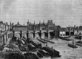 A Pont Neuf Párizsban III. Henrik vezetésével - Henri Martin „" Histoire de France" című könyvében, sd. 19. század