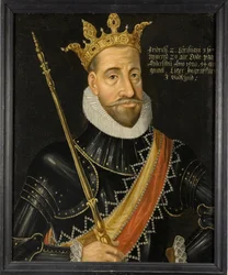 Le roi Frederic II de Danemark et Norvege – II. Frigyes dán király (1534-1588), Anonymous . Olajfestmény. Mérete: 74x64 cm. Nemzeti Múzeum Stockholm