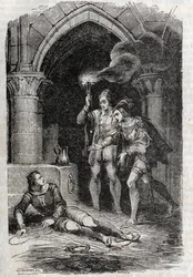 Leon (Leone) Delivre Roger (Ruggero, Ruggiero) - Ludovico Ariosto 1851-es metszete „Roland furieux”-tól (Orlando furioso) (16. század), Ariosta néven ismert – Tressan grófja olasz nyelvről fordította és megjelentette. szerző: Gustave Harvar