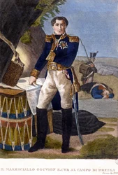 Marsall Laurent Marquis de Gouvion Saint Cyr (1764-1830) az 1813-as drezdai csatában. metszet XIX.