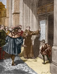 Luther Márton (1483-1546) kifüggeszti 95 tételét Wittenbergben