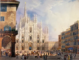 Milánó, Dóm tér 1825 körül.