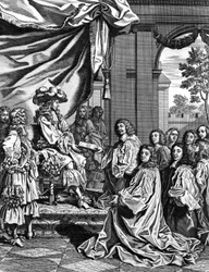 A városi bírák bemutatják XIV. Lajos francia királynak Párizsba való bejáratának leírását