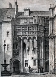 Nurnberger Rathaus - a nürnbergi városháza udvara - metszet 1867 körül