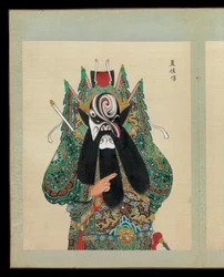 Száz portré pekingi opera szereplőiről, 19. század vége-20. század eleje (ötvenlapos album; tinta, színes és arany, selyem)