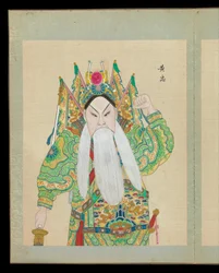Száz portré pekingi opera szereplőiről, 19. század vége-20. század eleje (ötvenlapos album; tinta, színes és arany, selyem)