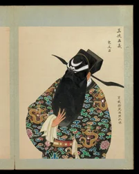 Száz portré pekingi opera szereplőiről, 19. század vége-20. század eleje (ötvenlapos album; tinta, színes és arany, selyem)