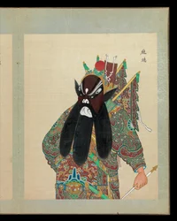 Száz portré pekingi opera szereplőiről, 19. század vége-20. század eleje (ötvenlapos album; tinta, színes és arany, selyem)