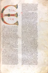 "Et Factotum" nagybetűs oldal, 11. század (miniatűr, hártyás kézirat)