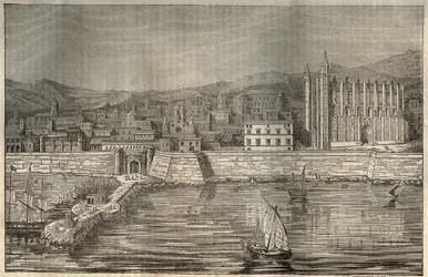 Palma de Mallorca, Mallorca (Majorca), Baleár-szigetek - metszet 1837