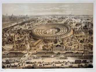 Panorámás kilátás az 1867-es párizsi világkiállításra. Párizs, Musee Carnavalet