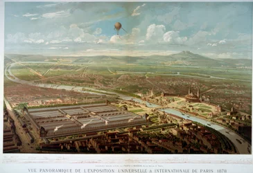 Panorámás kilátás az 1878-as párizsi egyetemes kiállításra. Párizs, Musee Carnavalet